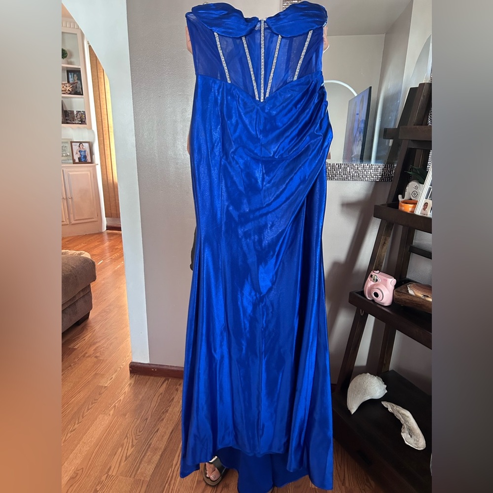 Strapless blue dress